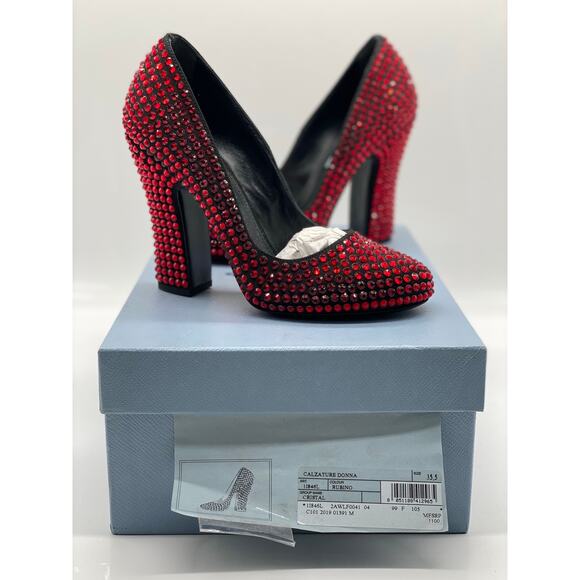 Prada Satin Crystal Pumps in Rubino Red sz. 35.5 EU - Picture 1 of 7